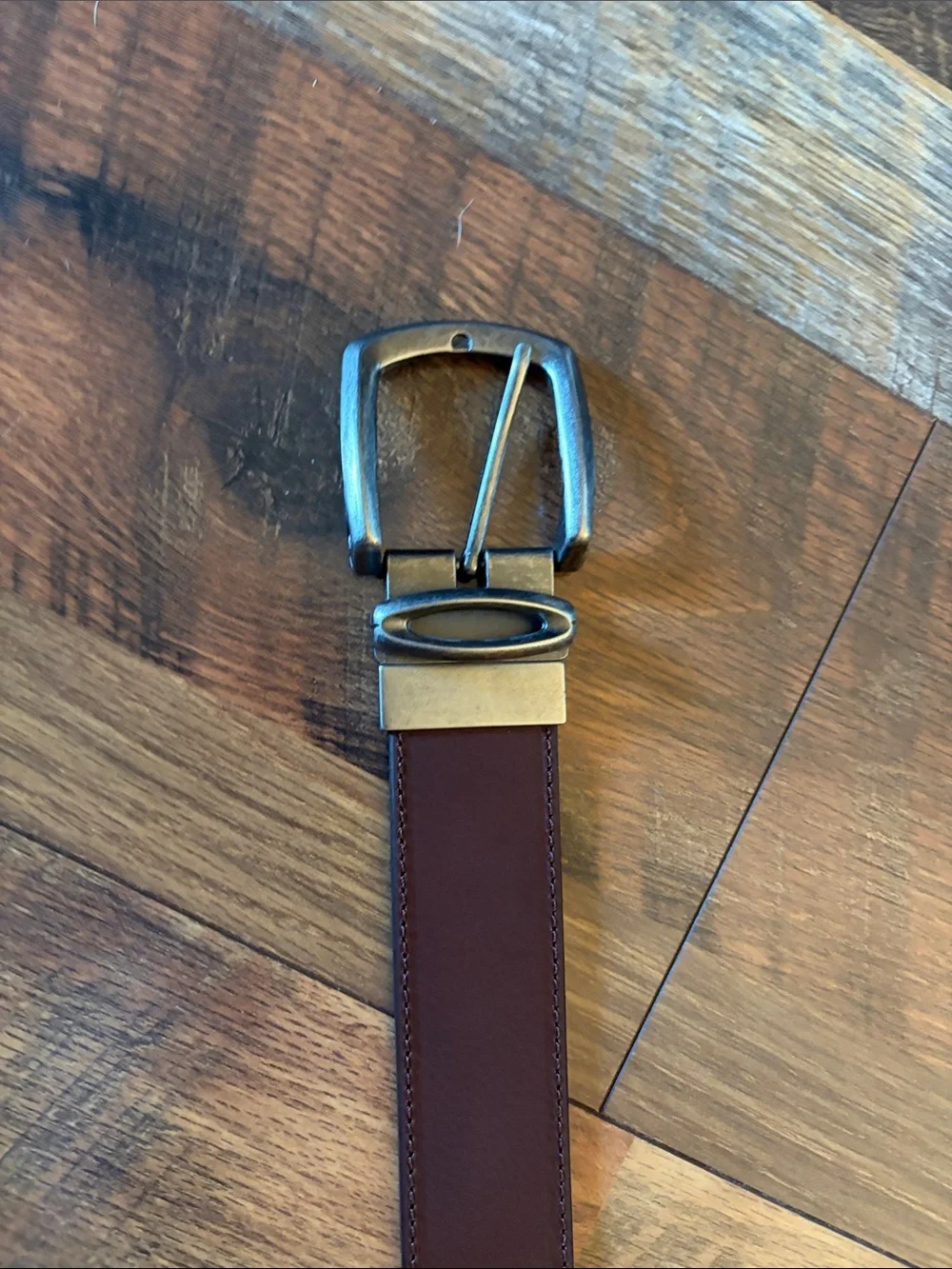 Men's Classic Brown Leather Belt with Polished Buckle